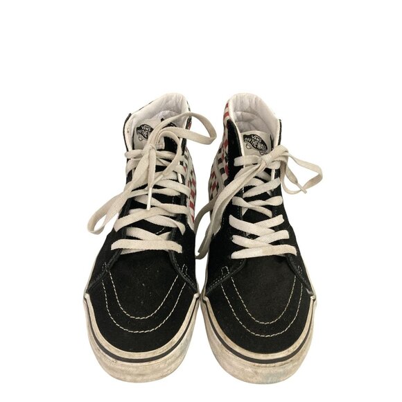 Vans Kids Size 6.5  Sk8-Hi black Red White canvas Checkerboard Hi-Top Sneakers - Picture 2 of 8